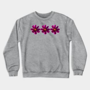 Three Dark Pink Cosmos Flowers Floral Photo Crewneck Sweatshirt